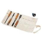 KAZU JAPANESE CHISELS IN OPEN CANVAS TOOL ROLL