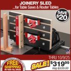 Joinery Sled on router table with sliding dovetail.
