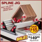 Spline Jig with samples of finished joints.