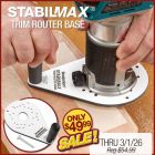 Cutting cherry charcuterie board with cordless trim router with StabilMax base attached.