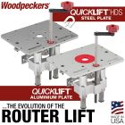 QuickLift HDS in router table with table insert wrench securing insert.
