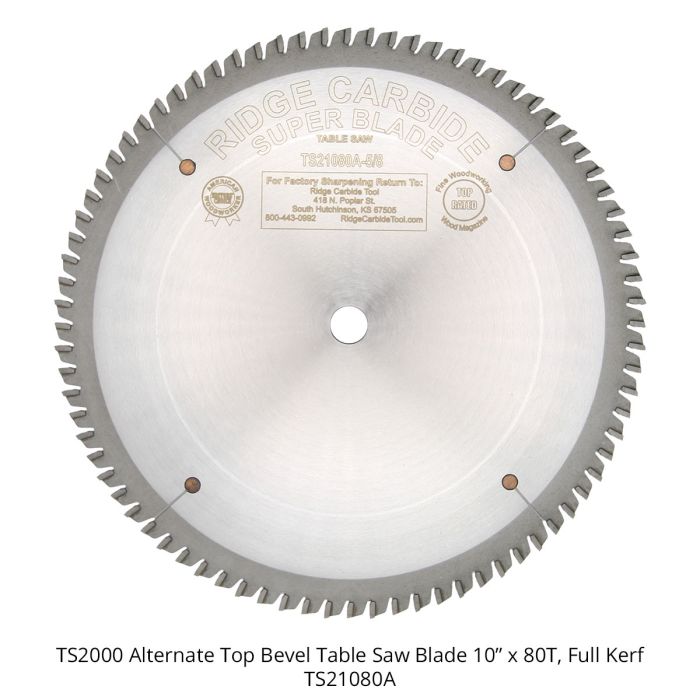 Ridge Carbide TS2000 10” Table Saw Blades | Woodpeckers